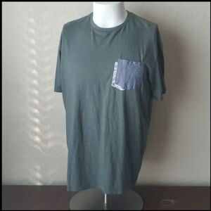 Steel & Jelly London Men's XL Pocket T-Shirt Heather Green Floral Paisley Detail